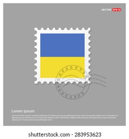 Ukraine Flag Postage Stamp on white background. Vector illustration.