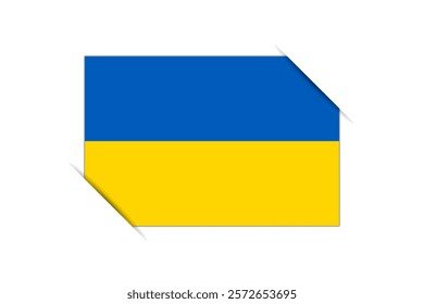 Ukraine flag - rectangle colorful flag representing a country cultural identity and heritage. The essence of national pride and unity. Attached by the corners in a paper album