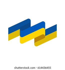 Ukraine Flag ribbon isolated. Ukrainian banner tape. state symbol
