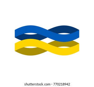 Ukraine Flag ribbon isolated. Ukrainian symbol national tape. State country sign. Vector illustration
