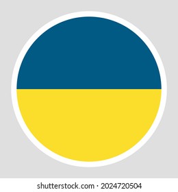 Ukraine Flag Round Flat Circle Icons.