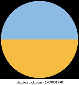 Icono de la bandera de Ucrania. Icono de la bandera de Ucrania con un esquema de color oficial preciso. Bandera británica de primera calidad en círculo.