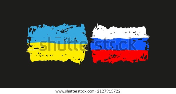 Ukraine flag and Russia flag
