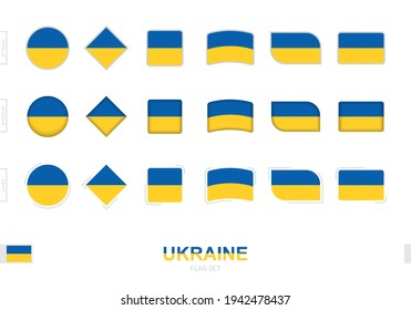 Ukraine flag set, simple flags of Ukraine with three different effects. Vector illustration.