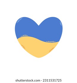 Ukraine flag in the shape of heart. Save Ukraine, Support Ukraine. Vector illustration in flat style