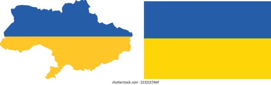 Ukraine flag in shape. Ukrainian national symbol. banner ribbon vector illustration. Ukrainian flag symbol