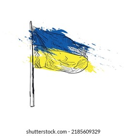 ukraine flag sketch single hand drawn continuous line vector illustration design