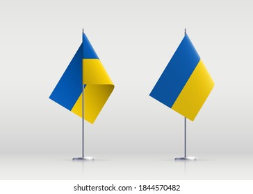 Ukraine flag state symbol isolated on background national banner. Greeting card National Independence Day of the republic of Ukraine. Illustration banner with realistic state flag.