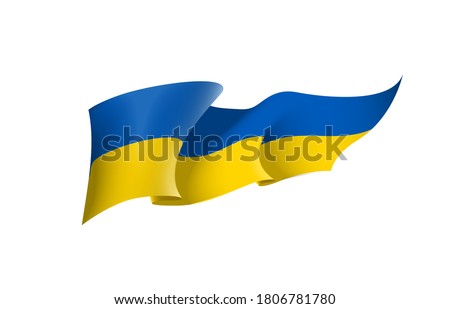 Ukraine flag state symbol isolated on background national banner. Greeting card National Independence Day of the republic of Ukraine. Illustration banner with realistic state flag.