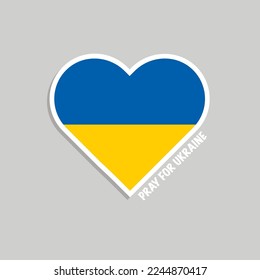 Ukraine flag sticker in shape of heart. Vector illustration. Pray for Ukraine