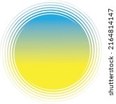 Ukraine flag. Support Ukraine sign. Sticker with colors of Ukrainian flag. War in Ukraine concept. Vector illustration of sun