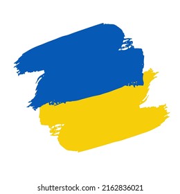 Ukraine flag. Support Ukraine sign. Sticker with colors of Ukrainian flag. War in Ukraine concept. Vector illustration