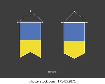 Bandera ucraniana en varias formas, Vector Pennant de la bandera de fútbol, ilustración vectorial.