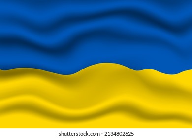 Ukraine flag wave on flag realistic effect. Fabric textile waving on wind effect vector illustration	