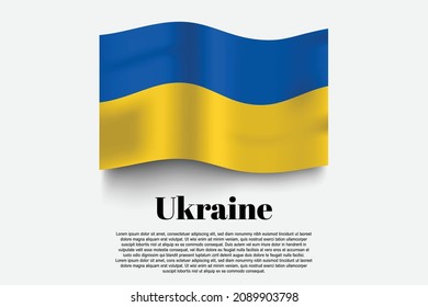 Ukraine flag waving form on gray background. Vector illustration.