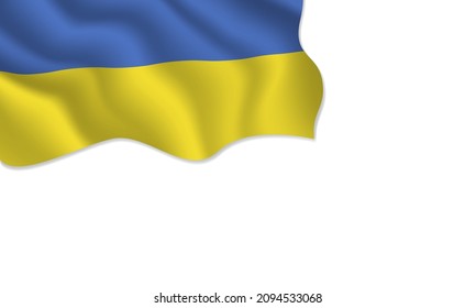 Ukraine flag waving illustration with copy space on isolated background design