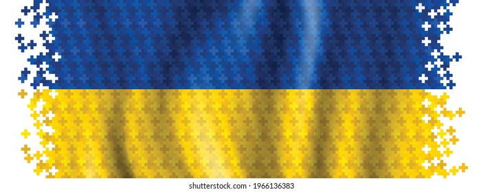 Ukraine Flag waving with Plus and Positive sign, Medical cross Vector illustration, Abstract background, Banner or cover template