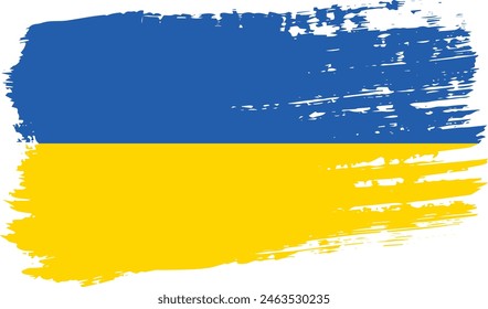 Ukraine flag, wide brush stroke on transparent background, vector.