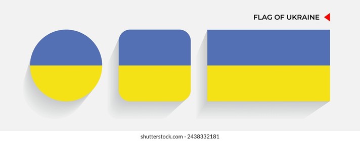 Banderas de Ucrania dispuestas en forma redonda, cuadrada y rectangular