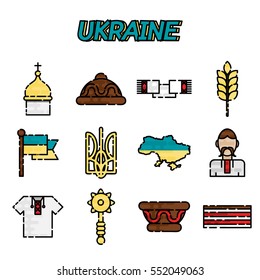 Ukraine flat icons set