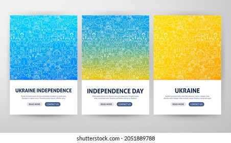 Ukraine Flyer Concepts. Vector Illustration of Outline Design.