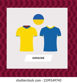 Ukraine football national team uniform flat illustration. Europe country football team.
