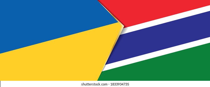 Banderas de Ucrania y Gambia, dos banderas vectoriales símbolo de relación o confrontación.