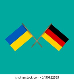 Ukraine and Germany crossed flags.Language learning or travel concept. flat design.
