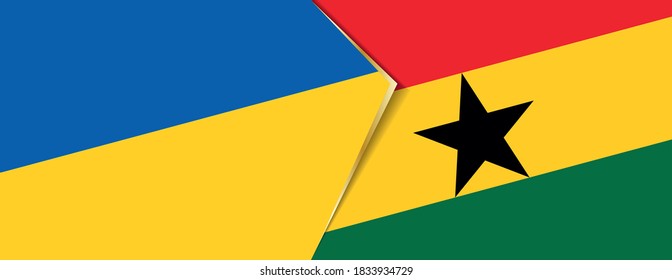 Banderas de Ucrania y Ghana, dos banderas vectoriales símbolo de relación o enfrentamiento.