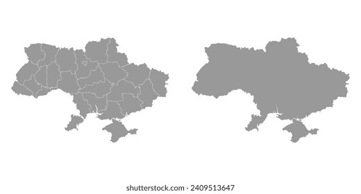 Ukraine gray map with provinces. Vector illustration.