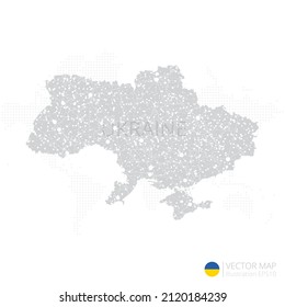 Mapa gris de Ucrania aislado en fondo blanco con línea de malla abstracta y escalas puntuales. Ilustración vectorial eps 10