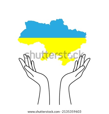 Ukraine in hand. Save the Ukraine. Vector illustration