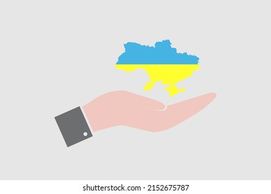 Ukraine in hands, support for Ukraine badge, emblem. vector illustration
