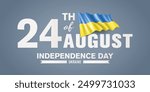 Ukraine happy independence day greeting card, banner with template text vector illustration. Ukrainian memorial holiday 24th of August design element with 3D flag with stripes