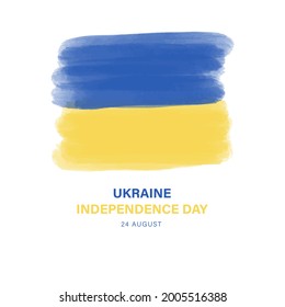 Ukraine happy independence day vector banner, greeting card. Watercolor brush stroke flag background. Classic national country flag with abstract watercolor grunge brush flag