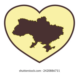 Ukraine in the heart. Abstraction with Ukrainian symbols. Ukrainian patriotism. EPS 10.
