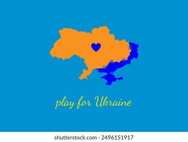 Ukraine in the heart. Associative illustration of peace, love and prosperity of the country. Drawing in blue and yellow colors for Independence Day, Flag Day of Ukraine for decoration and printing.