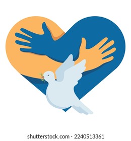 ukraine heart with dove flying icon