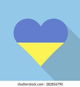 Ukraine heart flag flat style with long shadow. Patriotic design. Vector EPS10