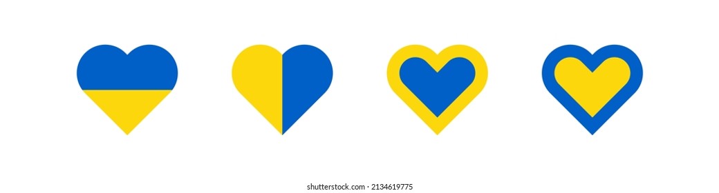 Ukraine heart icon. Love UA symbol. Ukraine flag color in vector flat style.