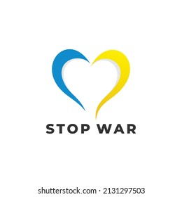ukraine heart shapes, stop war sign logo