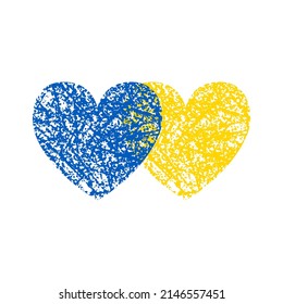 Ukraine hearts vector illustration. Stand with Ukraine. Ukrainian flag blue and yellow colors texture. Love for Ukraine.