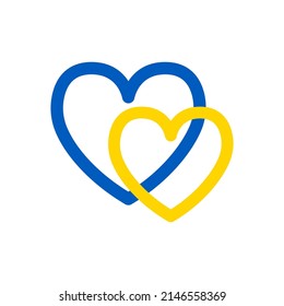 Ukraine hearts vector illustration. Stand with Ukraine. Ukrainian flag blue and yellow colors texture. Love for Ukraine.