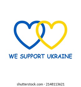 Ukraine hearts vector illustration. Stand with Ukraine. Ukrainian flag blue and yellow colors texture. Love for Ukraine. We support Ukraine.