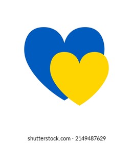 Ukraine hearts vector illustration. Stand with Ukraine. Ukrainian flag blue and yellow colors texture. Love for Ukraine.