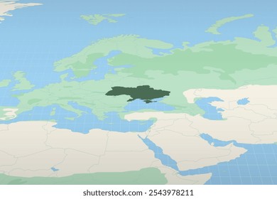 Ukraine auf einer detaillierten Karte hervorgehoben, geografische Lage der Ukraine. Vektorgrafik.