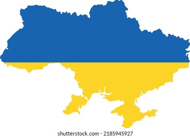 Ukraine icon. Map of Ukraine in colors of the state flag. Vector illustration