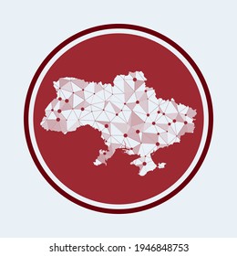 Ukraine icon. Trendy tech logo of the country. Geometric mesh round design. Technology, internet, network, telecommunication concept. Vector illustration.
