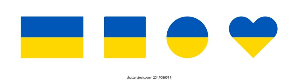 Ukraine icon. Ukrainian flag signs. National badge symbol. Europe country symbols. Culture sticker icons. Vector isolated sign.