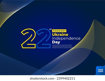 Día de la independencia de Ucrania 22 de enero con fondo de ola de bandera